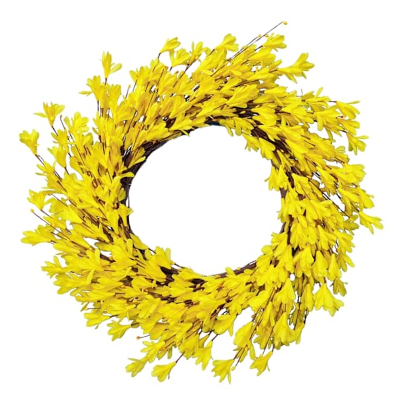 Yellow Forsythia Floral Wreath, 24″