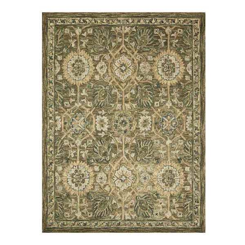 (A496) Honeybloom Victoria Sage Floral Hooked Area Rug, 8×10
