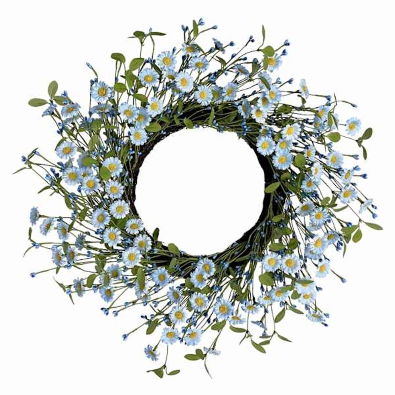 Blue Daisy Wreath, 22″