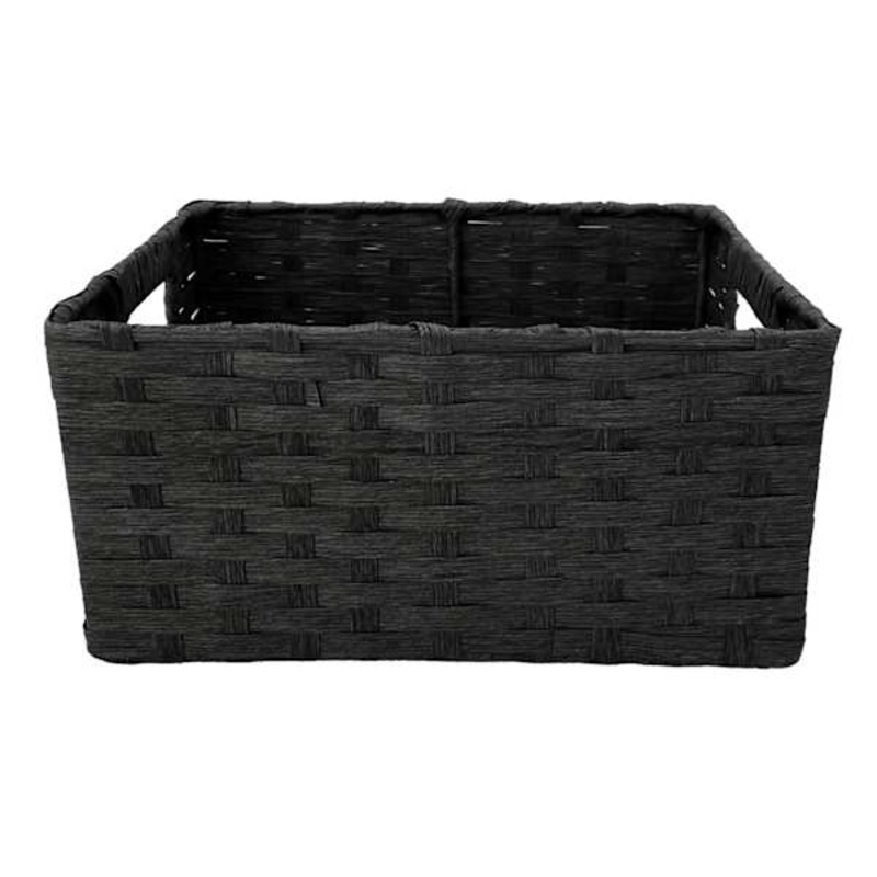 Dark Grey Paper Rope Rectangle Storage Basket, Small