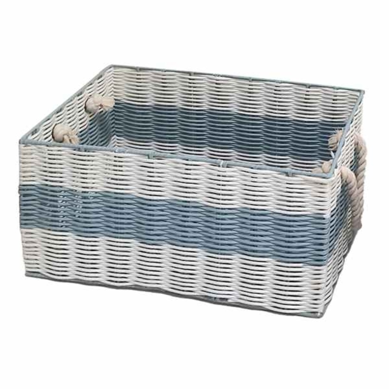 Honeybloom Striped Coastal Rectangle Storage Basket, Small
