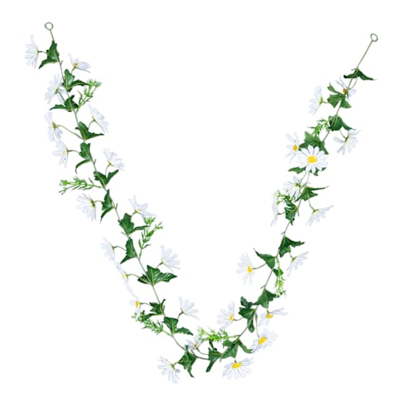 White Mixed Daisy Garland, 72″