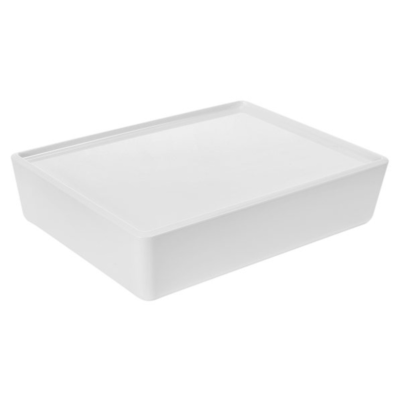 White Modular Storage Bin with Lid 6L | At Home