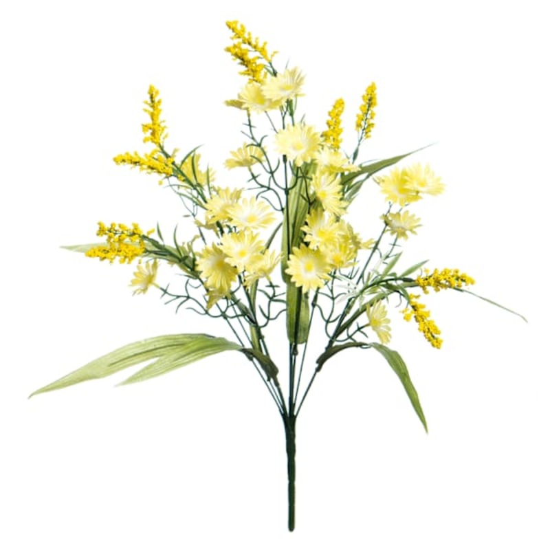 Yellow Daisy & Heather Bush, 19″