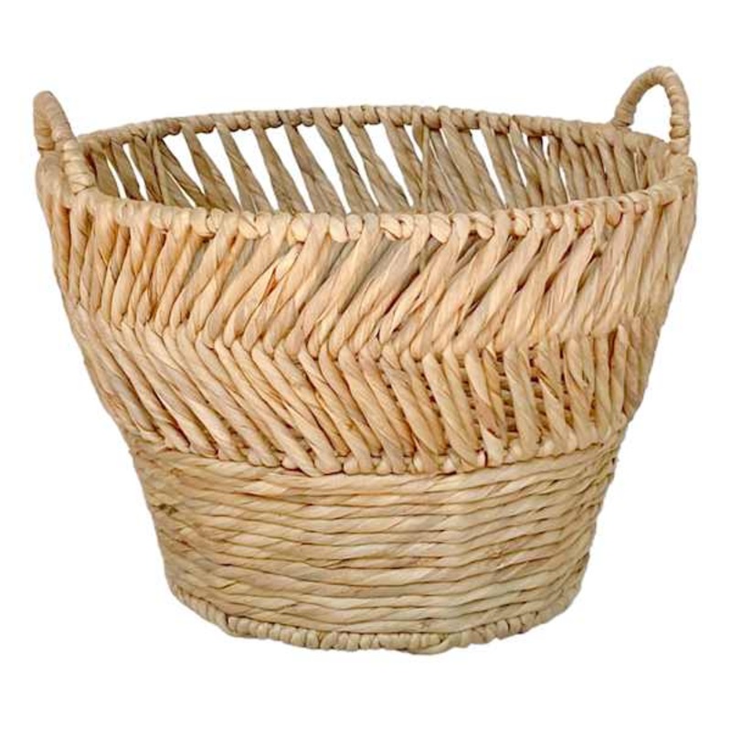 Zig Zag Round Water Hyacinth Storage Basket