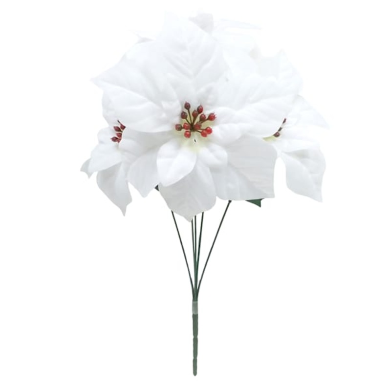5-Pack White Poinsettia Bush, 18″