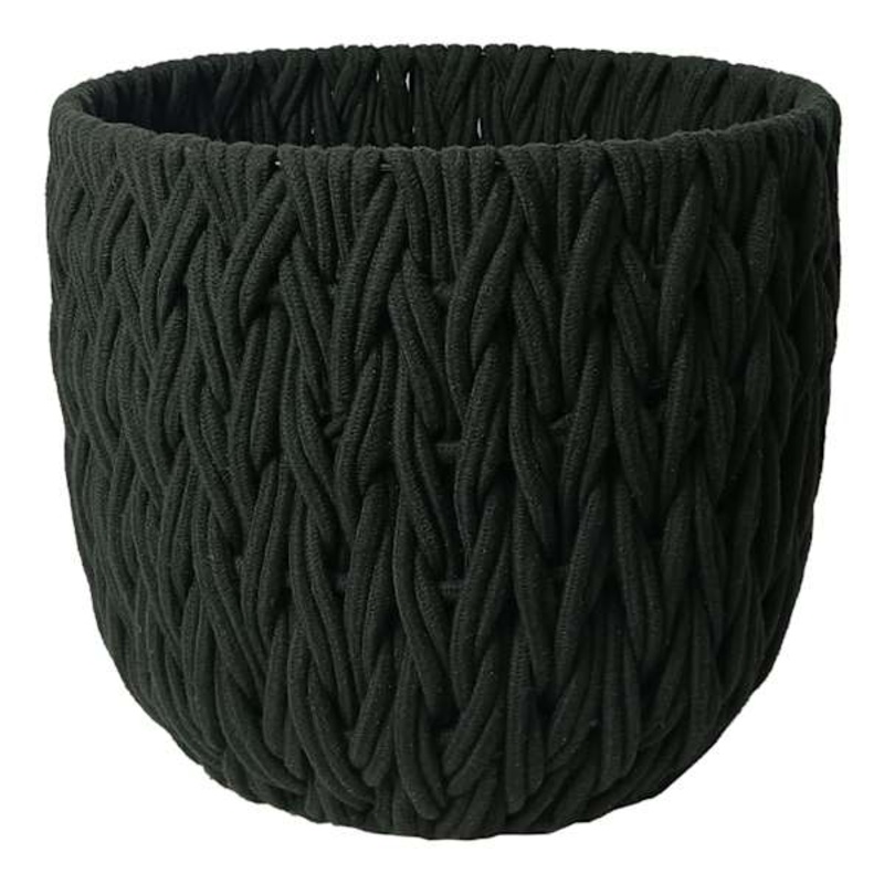 Black Chunky Round Fabric Basket, Medium
