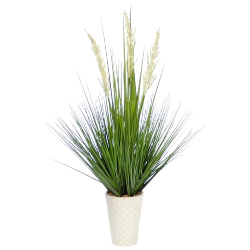 Green Grass Bundle with White Planter, 30″