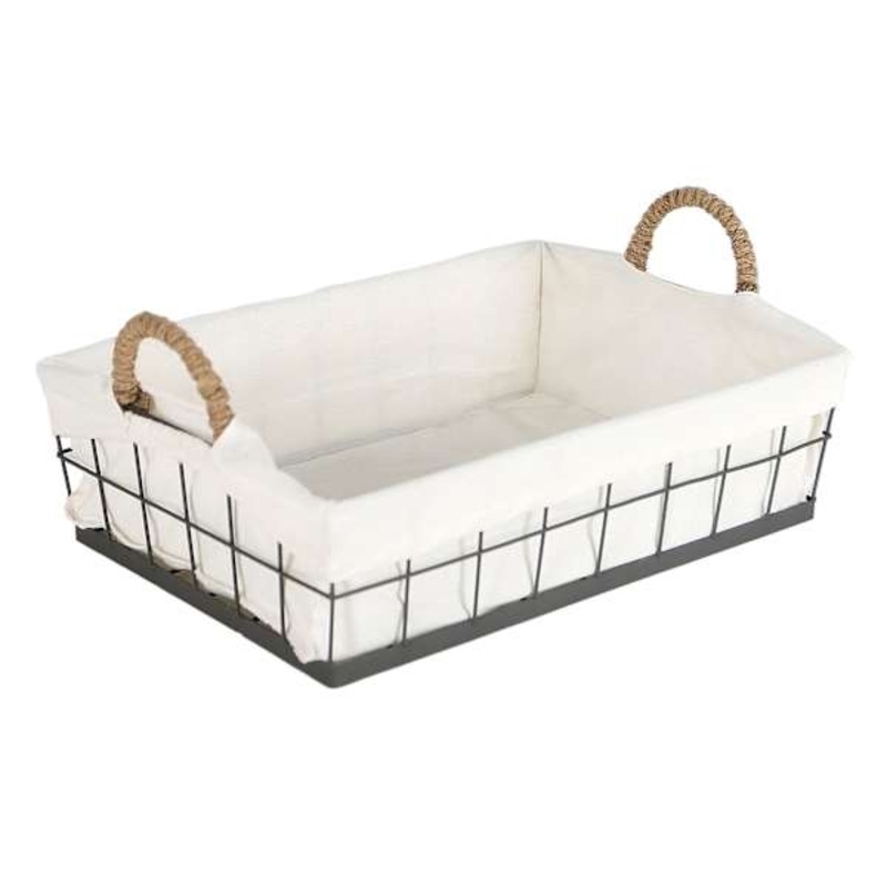 Lined Rectangle Wire Storage Basket, Medium