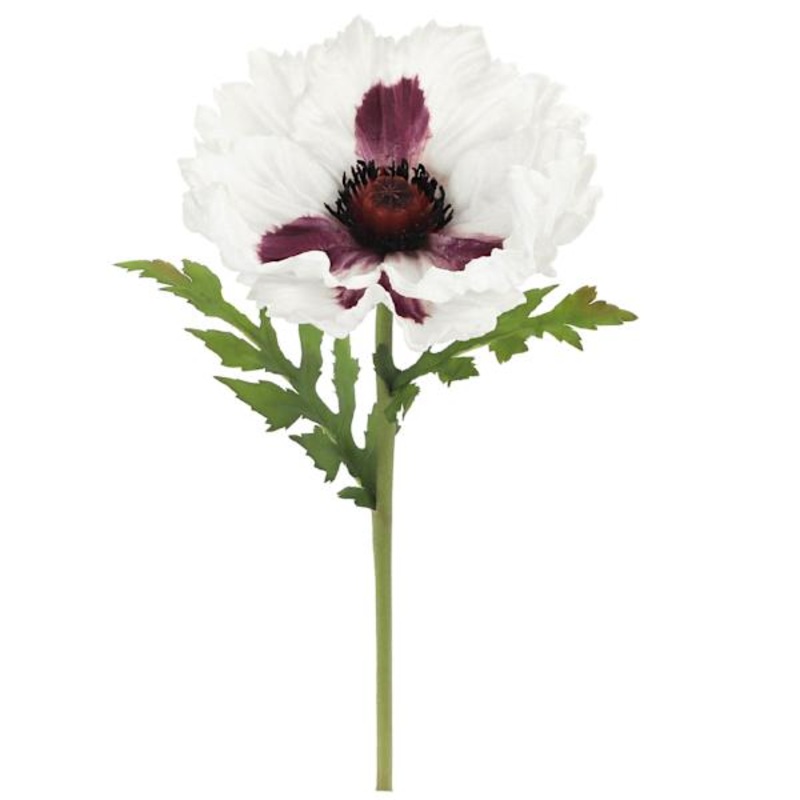 Willow Crossley White Soft Touch Poppy Floral Pick, 12.5″