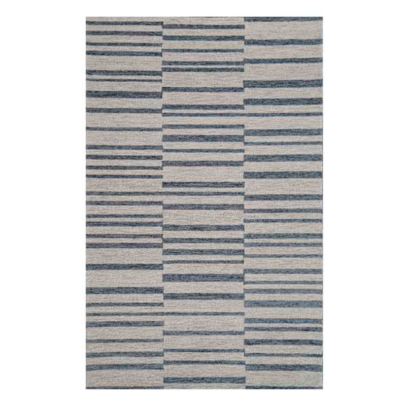 (A507) Ty Pennington Owens Blue & White Broken Stripe Accent Rug, 3×5