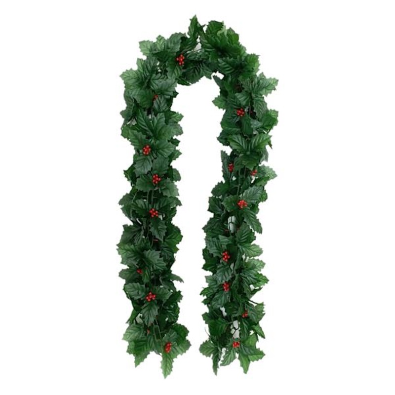 Berry and Holly Leaf Garland 6′ | Holiday Dcor | At Home