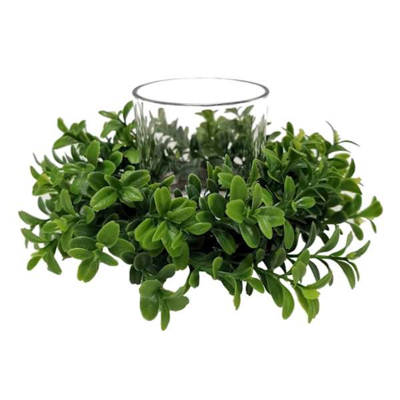 Boxwood Plant Candle Ring, 7″