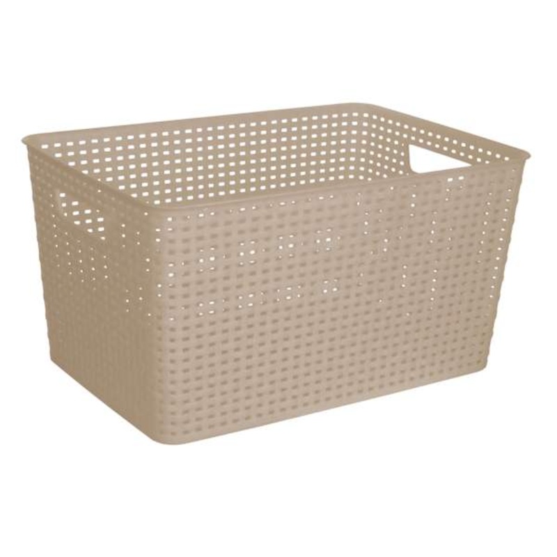 Extra Large Dark Beige Rectangle Crossover Weave Storage Basket | Home Organization | At Home