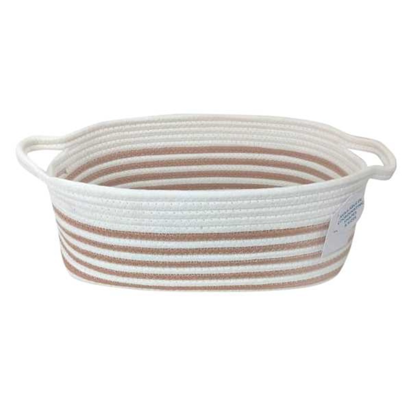 Glam Tan Striped Rectangle Storage Bin Large | At Home