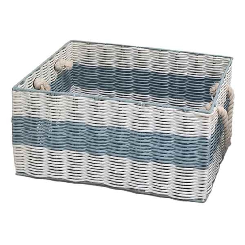 Honeybloom Coastal Striped Rectangle Storage Basket, Medium