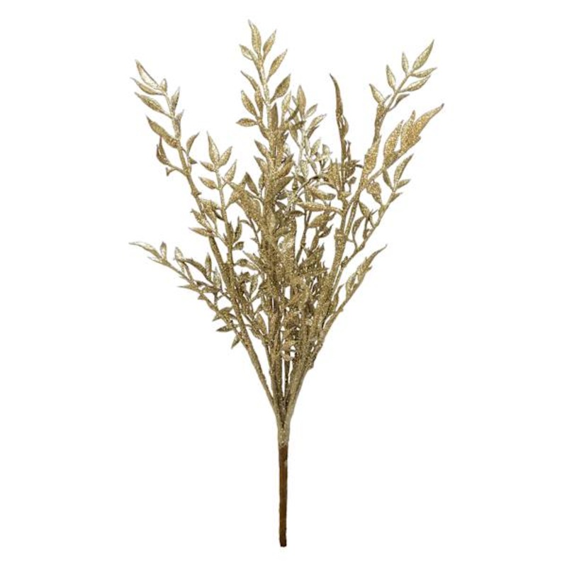 Mini 5-Head Gold Glittered Bush 19″ | Glam Holiday Decor | At Home
