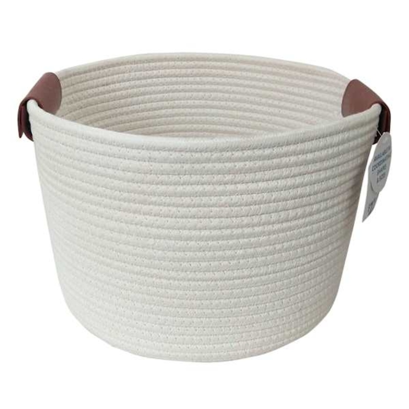 Trist White Tall Round Storage Bin Large | Home Organization | At Home