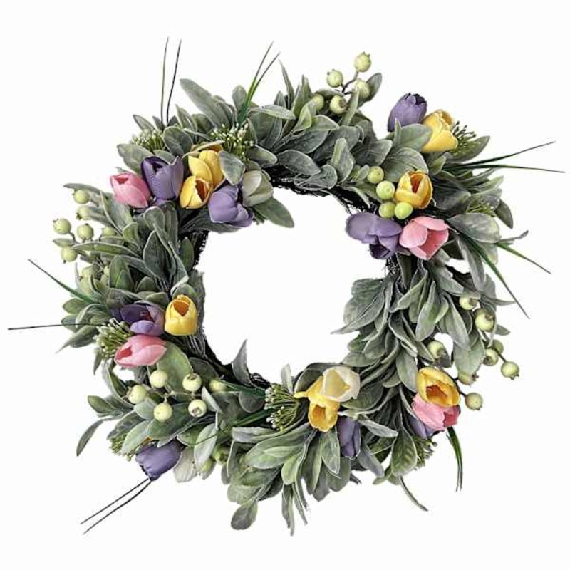Tulip & Leaves Wreath, 22″