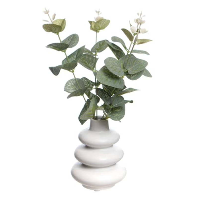 10IN EUCALYPTUS IN WHITE CERAMIC POT
