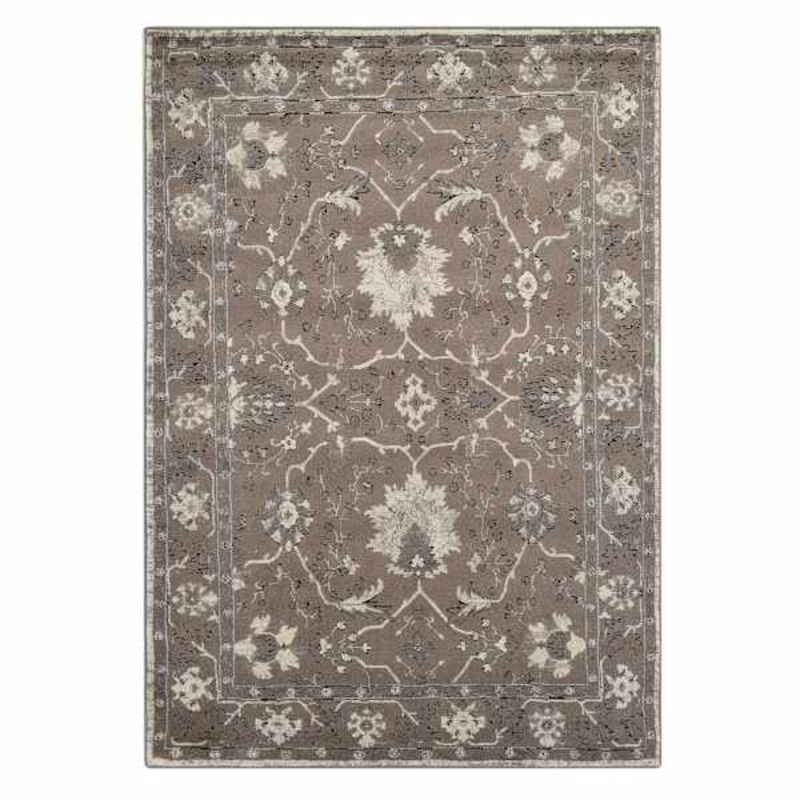 (B803) Antiqua Dark Grey Floral Area Rug, 7×10