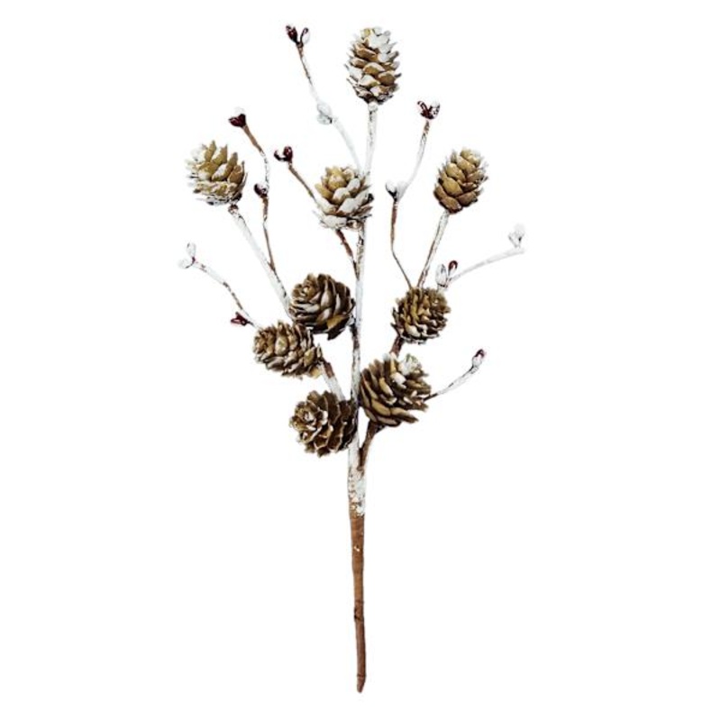 Flocked Pinecone Ornament Pick 12″ | Floral Picks | At Home