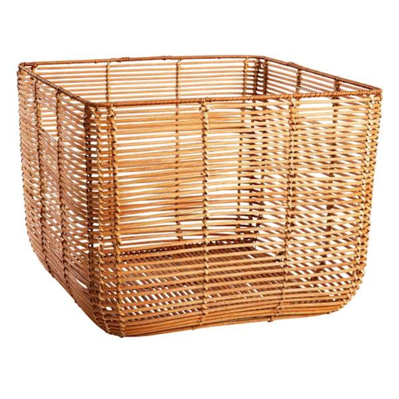 Found & Fable Brown Natural Square Rattan Storage Basket, Large