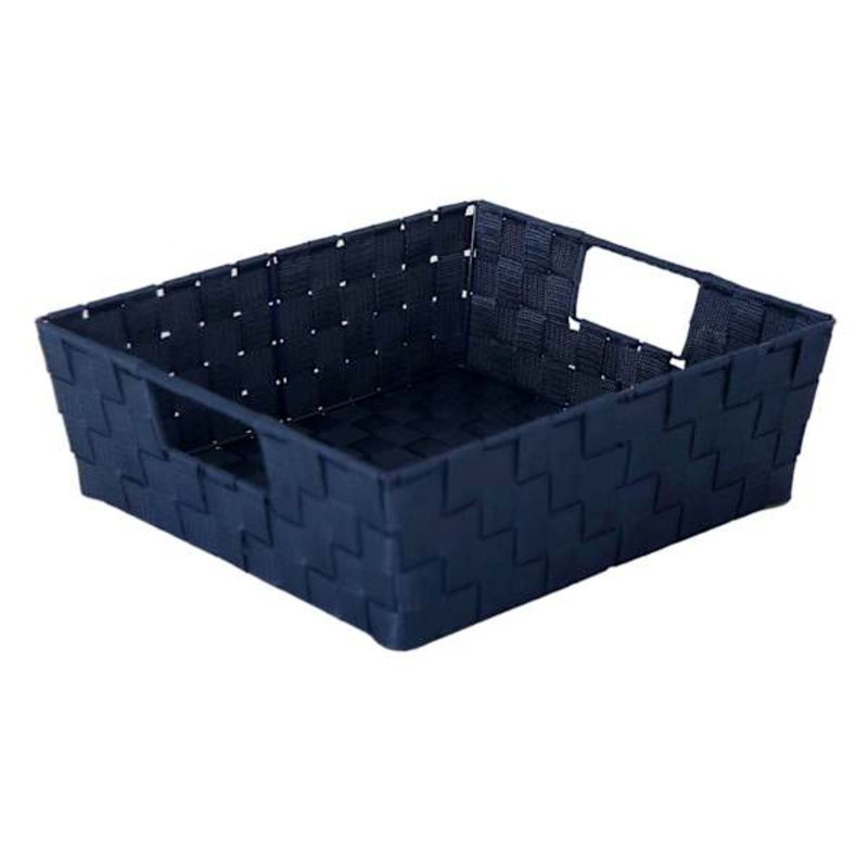 Frankin Navy Blue Woven Rectangle Storage Basket, Large