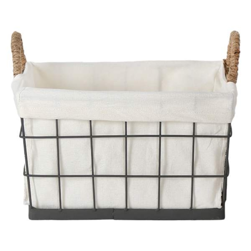Lined Rectangle Wire Storage Basket, Medium