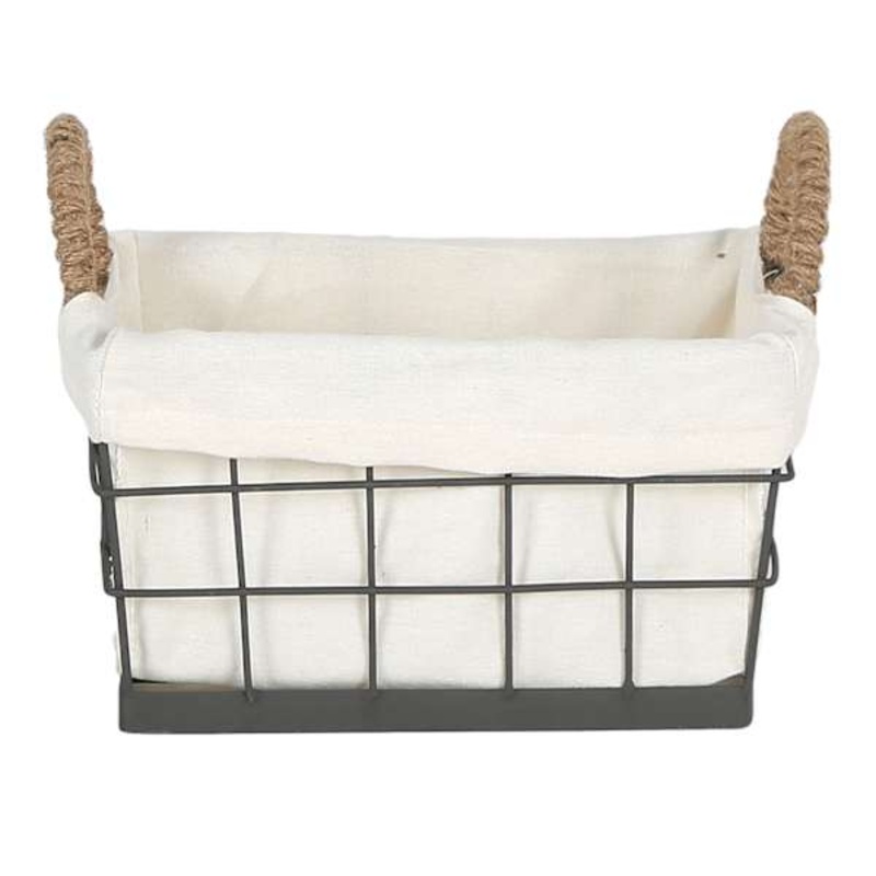 Lined Rectangle Wire Storage Basket, Small