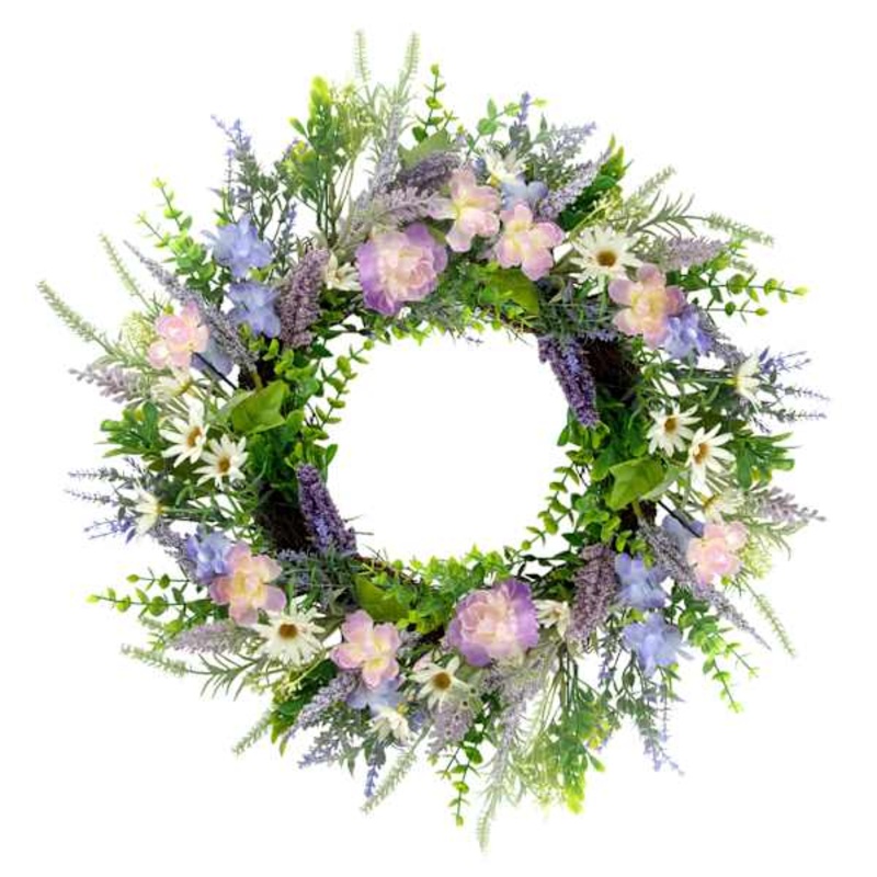 Multicolor Wildflower & Heather Wreath, 24″
