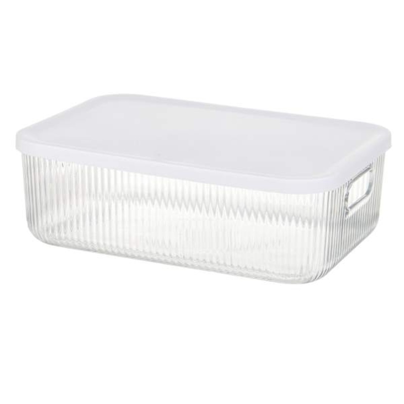 REAL SIMPLE Fluted Clear Storage Bin with Lid, Extra Small