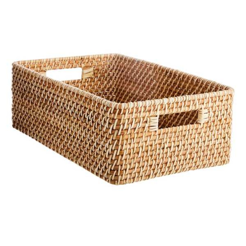 REAL SIMPLE Oversized Rectangle Rattan Storage Basket, Large