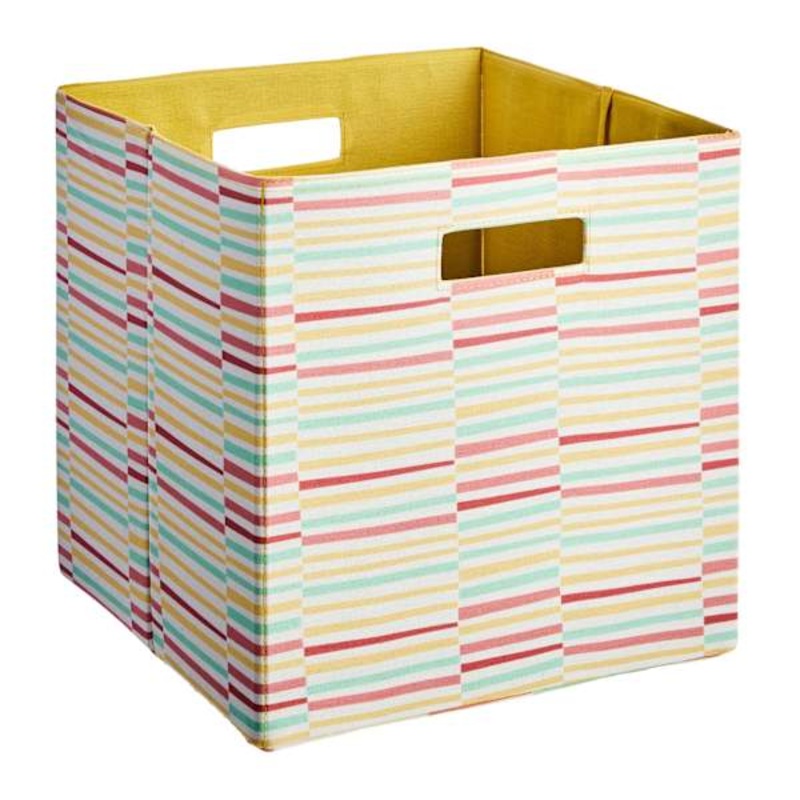 REAL SIMPLE Yellow Stripe Modular Storage Cube, 13″