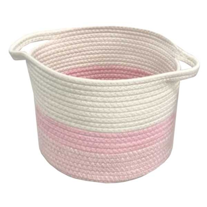 Tiny Dreamers Princess White & Pink Striped Cotton Rope Storage Basket, Large