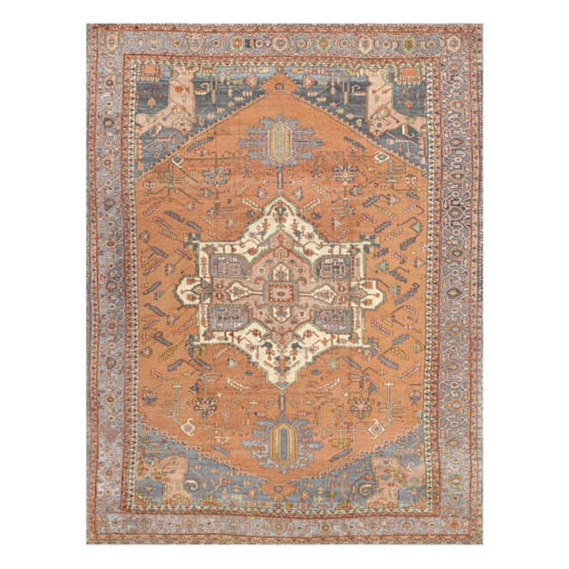 (B755) Honeybloom Aria Orange Multicolor Medallion Area Rug, 8×10