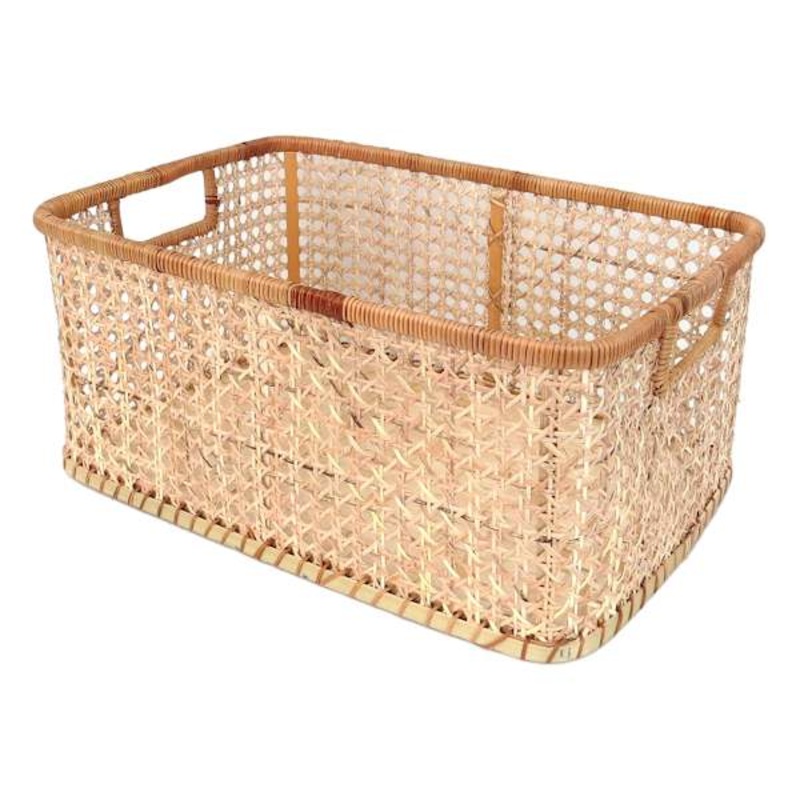 Cane Rectangle Storage Basket, Large