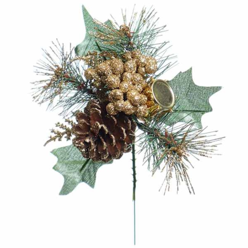 Drum Berry Cone & Pine Pick 8″ | At Home