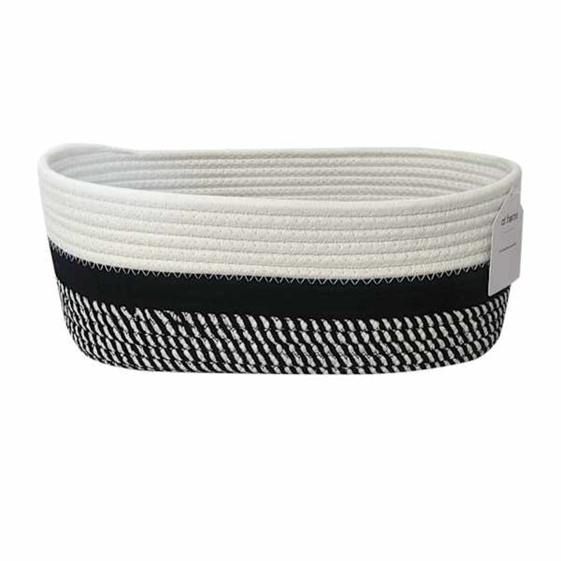 Marly Black Striped Round Storage Basket Medium | At Home