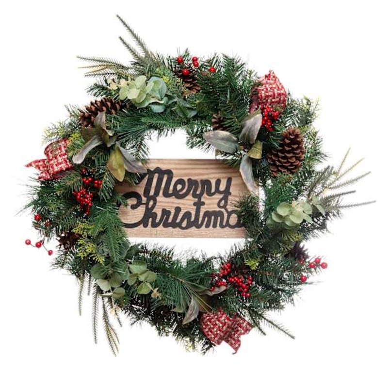 Merry Christmas Pine Wreath 24″ | Wreaths | At Home