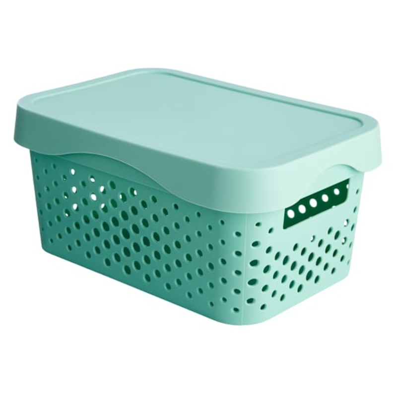 REAL SIMPLE Green Storage Bin with Lid, Small