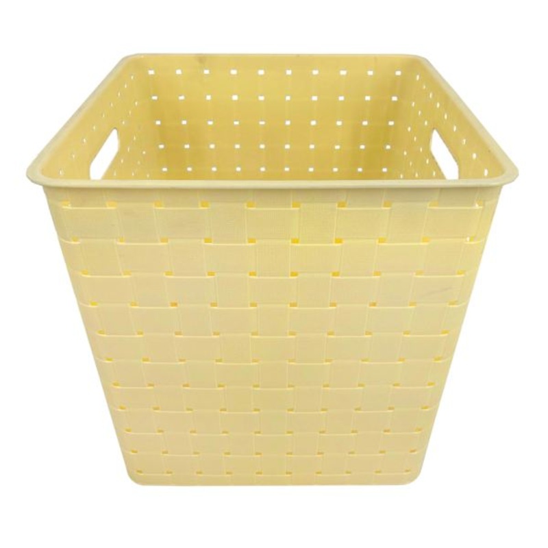 Tiny Dreamers Strap Design Weave Basket Popcorn Yellow | At Home
