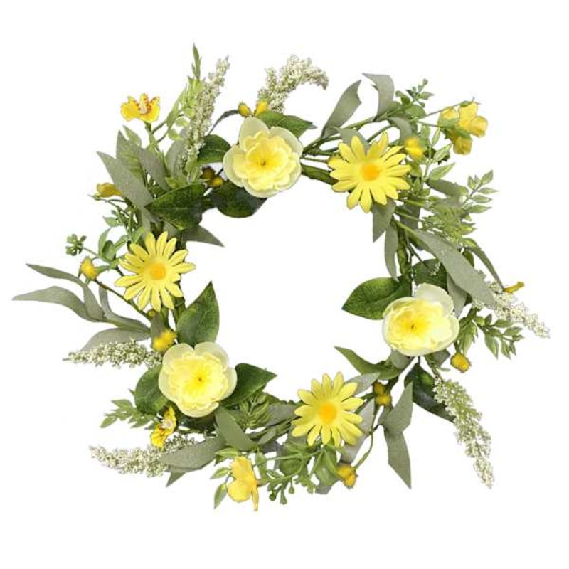 Yellow Daisy Floral Candle Ring, 6.5″