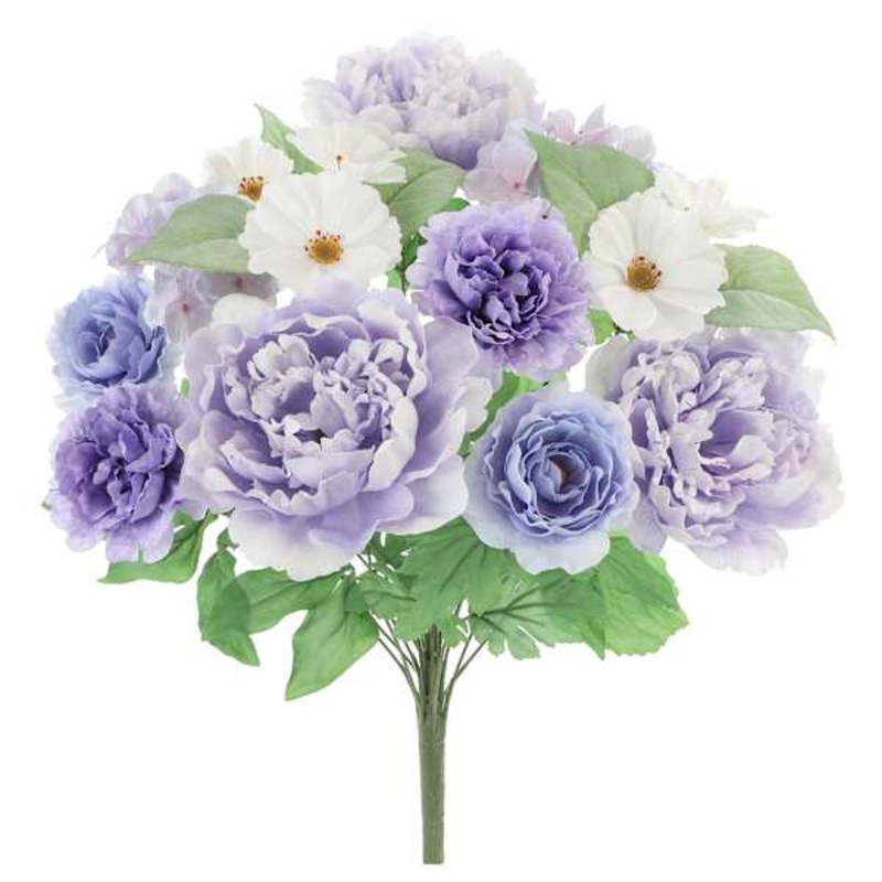 14-Head Peony, Ranunculus & Cosmos Mixed Bush, 22″