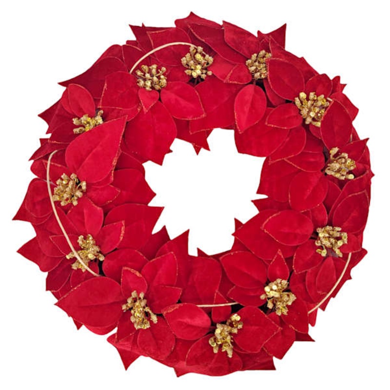 24in Christmas Poinsettia Wreath | Classic Holiday Decor | At Home