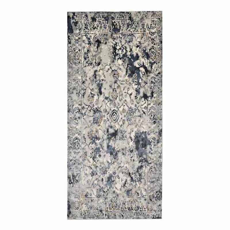 (B551) Magnolia Blue Vintage Floral Runner, 2×7