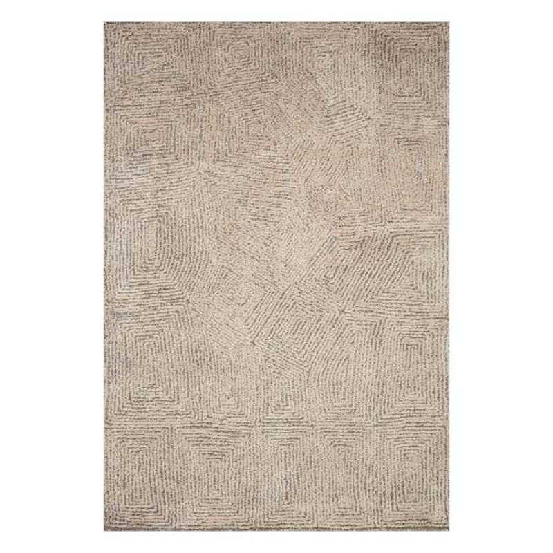 (B886) Boulder Tan & Brown Geometric Area Rug, 5×7