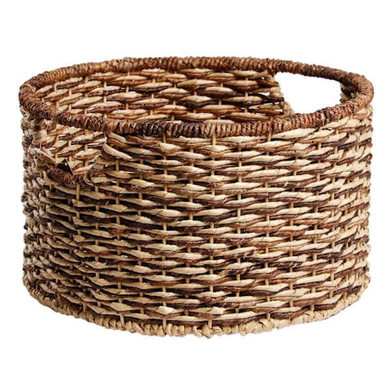 Bacburi Round Woven Abaca Storage Basket, Small