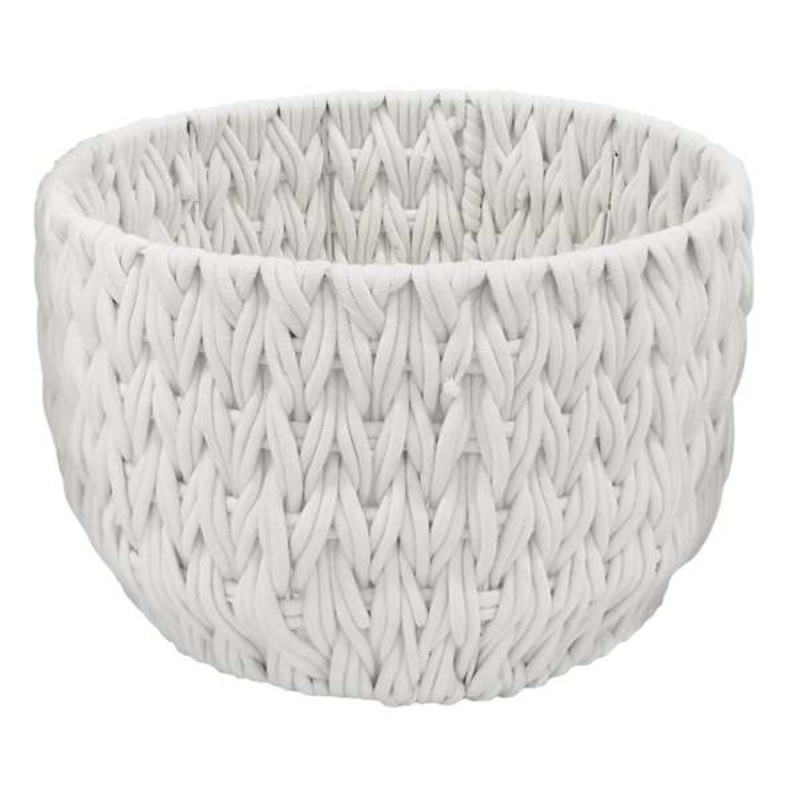 Chunky White Round Fabric Storage Basket, Large
