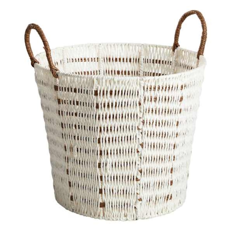 Found and Fable White Paper Rope Round Basket Small | Home Storage | At Home